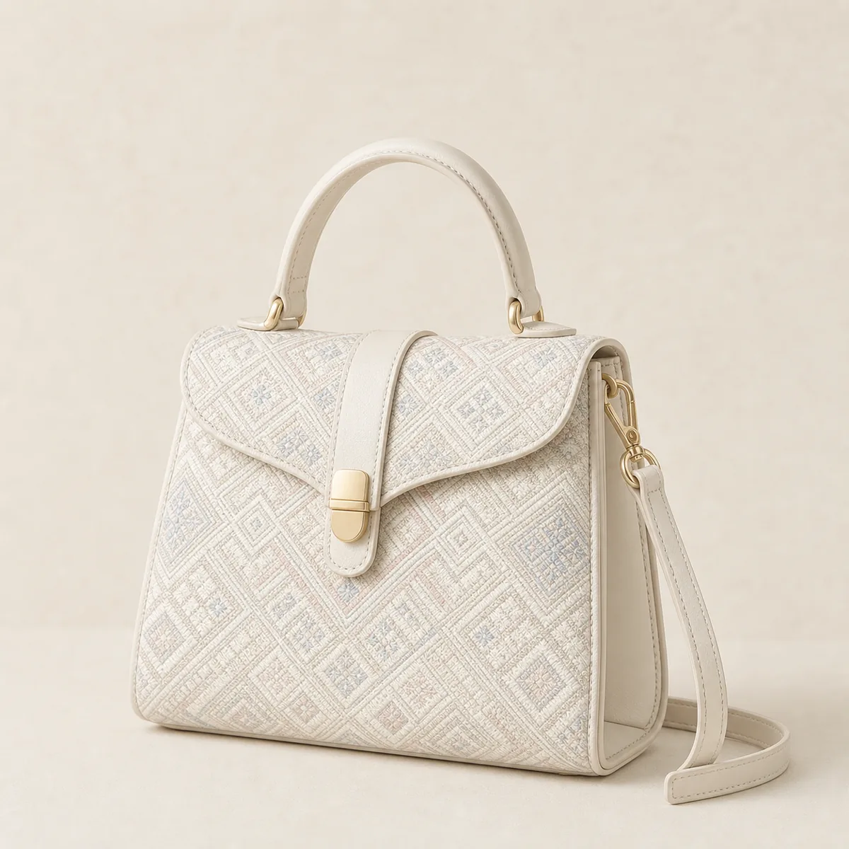 Ivory Zhuang brocade top handle bag